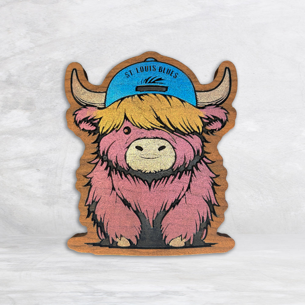 Highland Cow Blues Fan - Painted