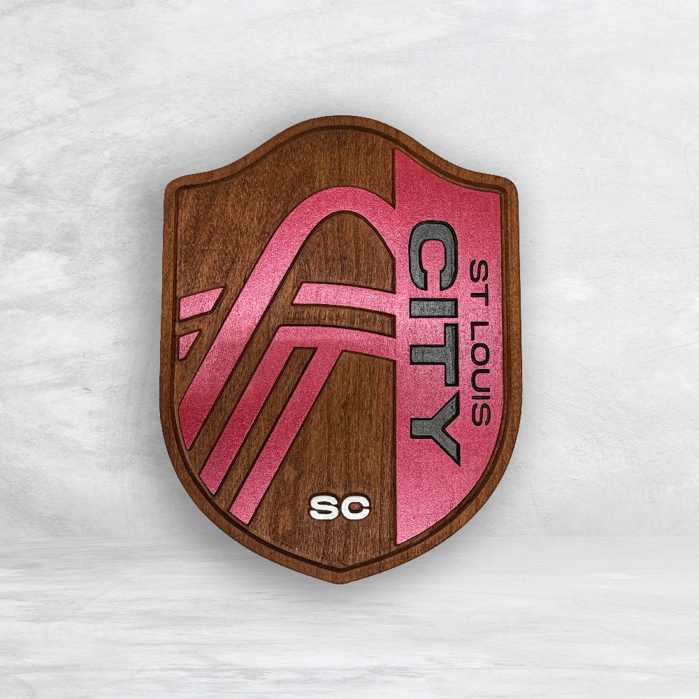STL City Soccer - Medium - Solid Cherry Art - Precision Carved - Hand Finished - Made in USA