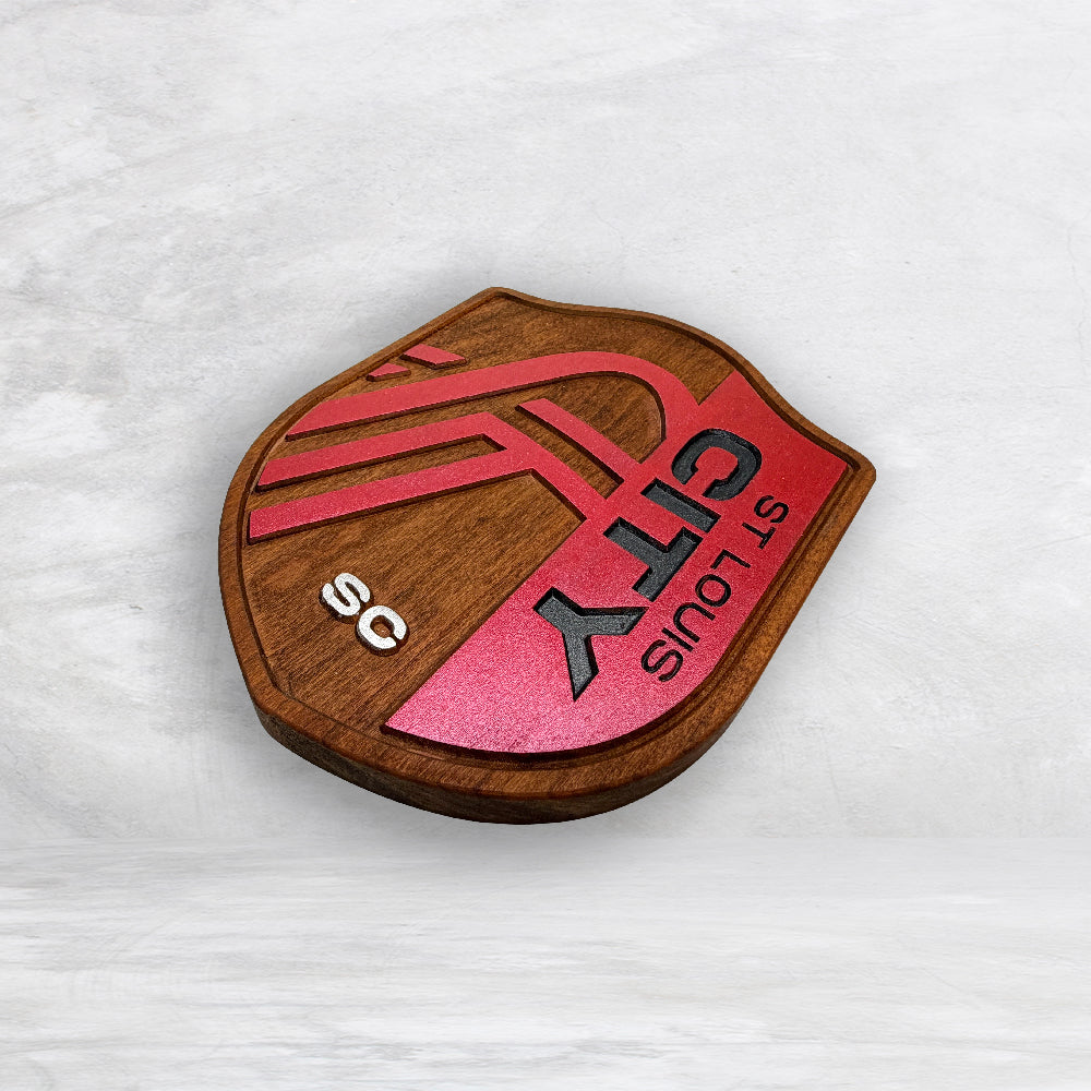 STL City Soccer - Medium - Solid Cherry Art - Precision Carved - Hand Finished - Made in USA