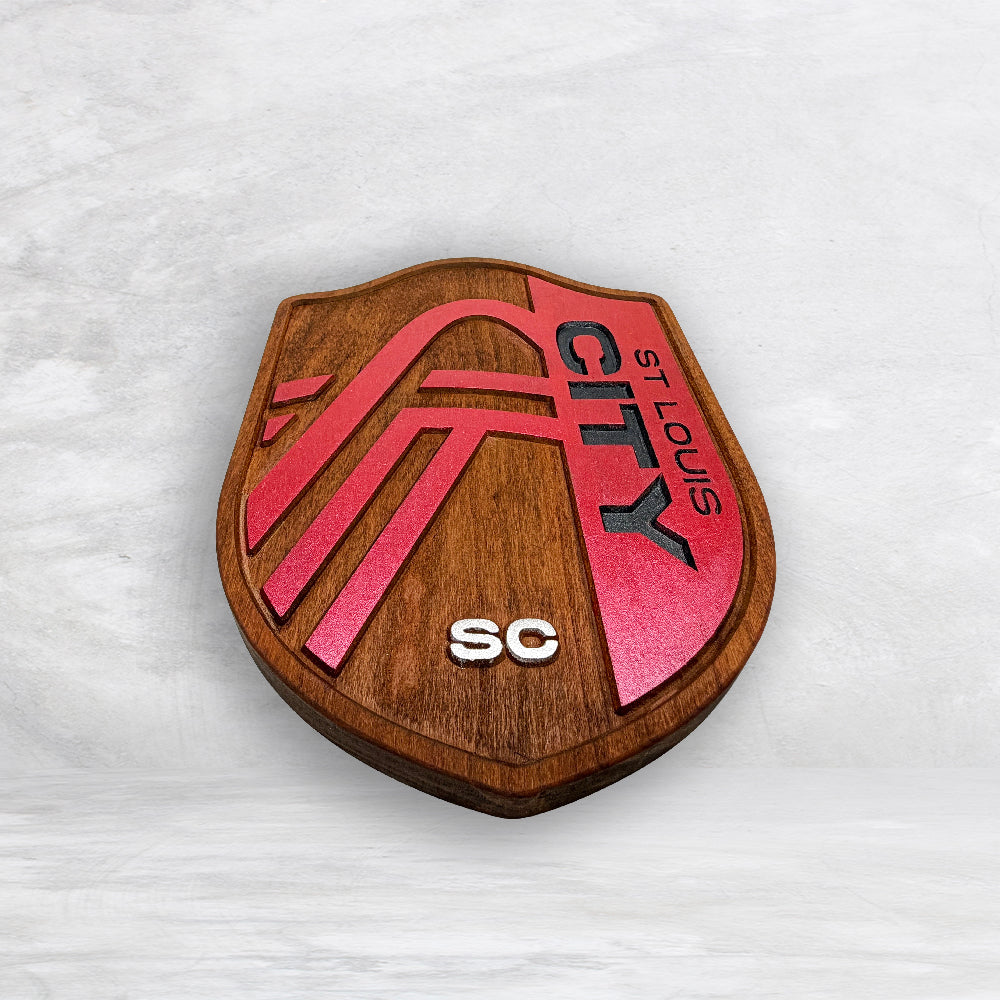 STL City Soccer - Medium - Solid Cherry Art - Precision Carved - Hand Finished - Made in USA