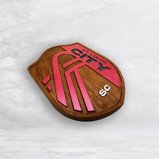STL City Soccer - Medium - Solid Cherry Art - Precision Carved - Hand Finished - Made in USA