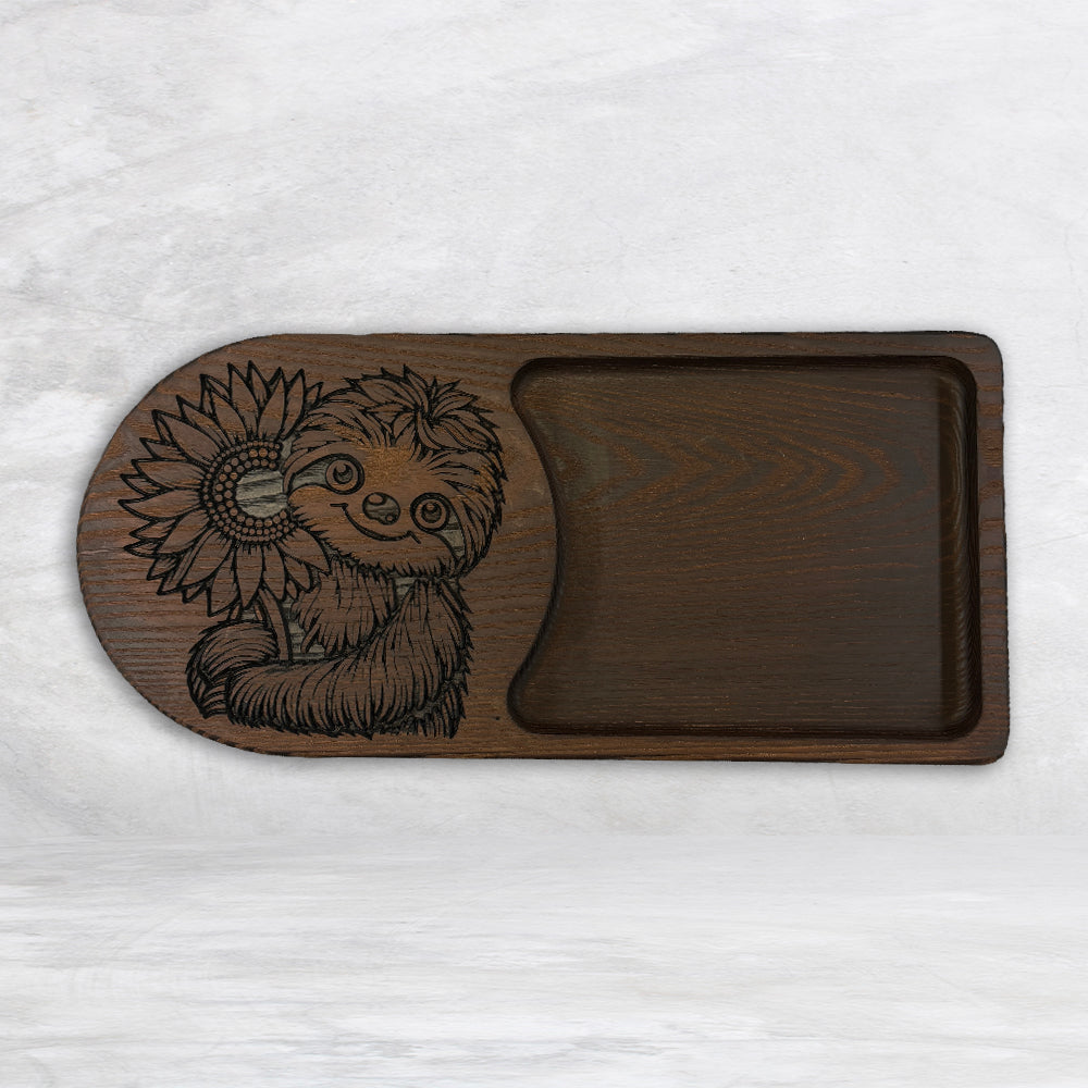 Happy Sloth - Extra Thick Wood Tray - Roasted Ash