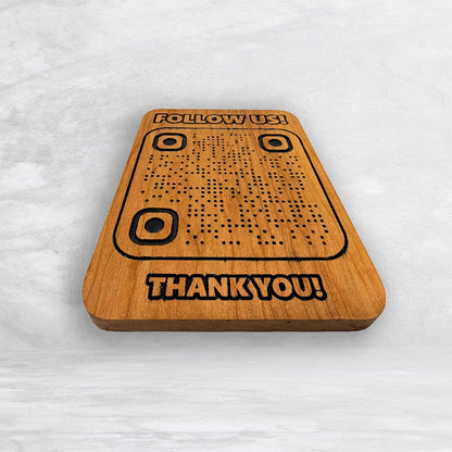 Custom Wood QR Code Sign - Medium - Solid Cherry Decor Art - Precision Carved - Hand Finished - Made in USA