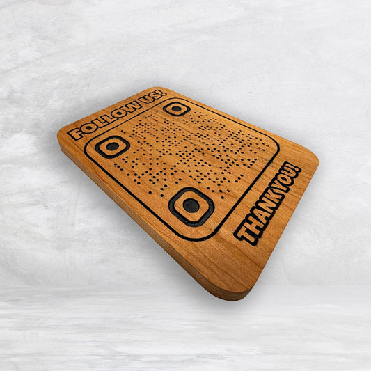 Custom Wood QR Code Sign - Medium - Solid Cherry Decor Art - Precision Carved - Hand Finished - Made in USA