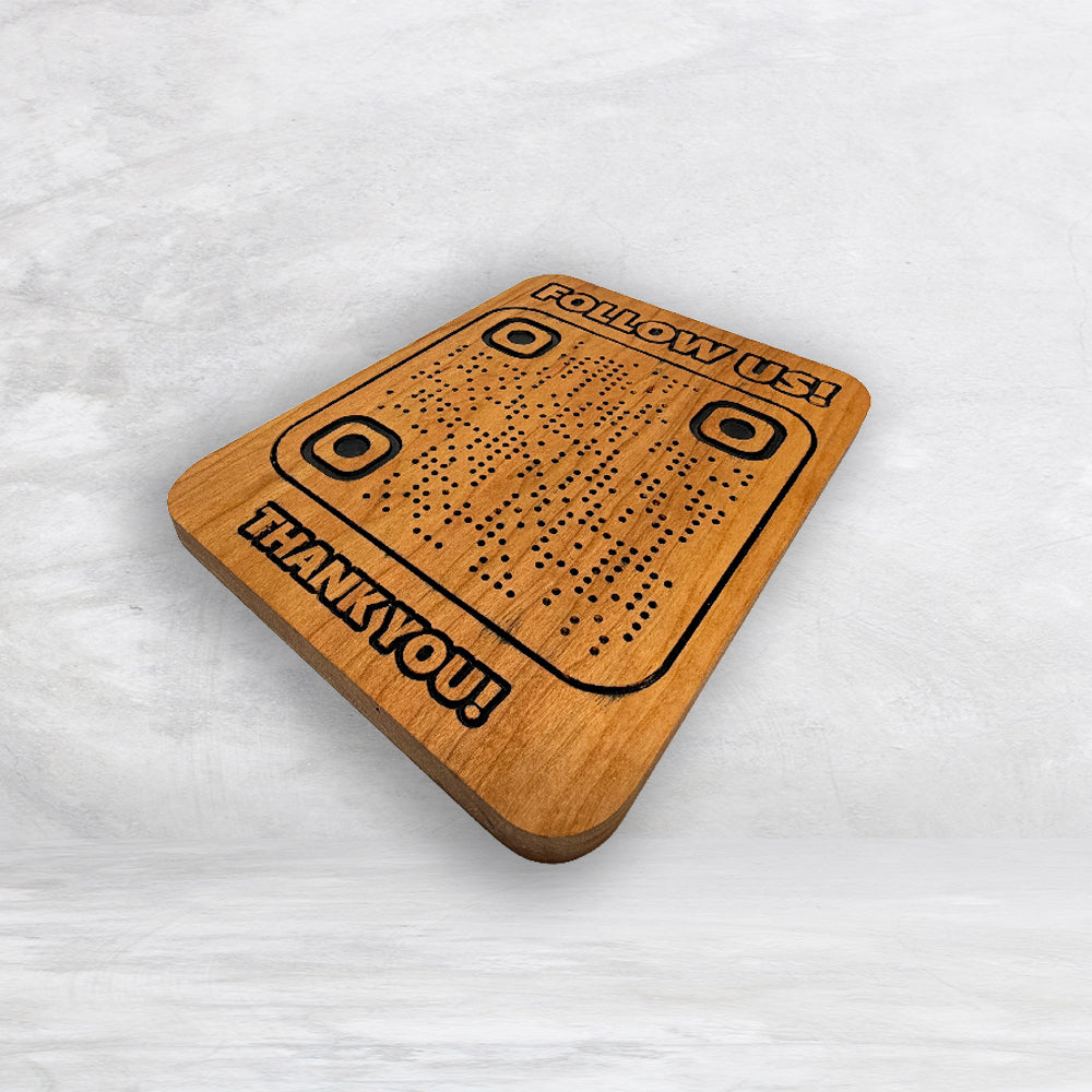 Custom Wood QR Code Sign - Medium - Solid Cherry Decor Art - Precision Carved - Hand Finished - Made in USA