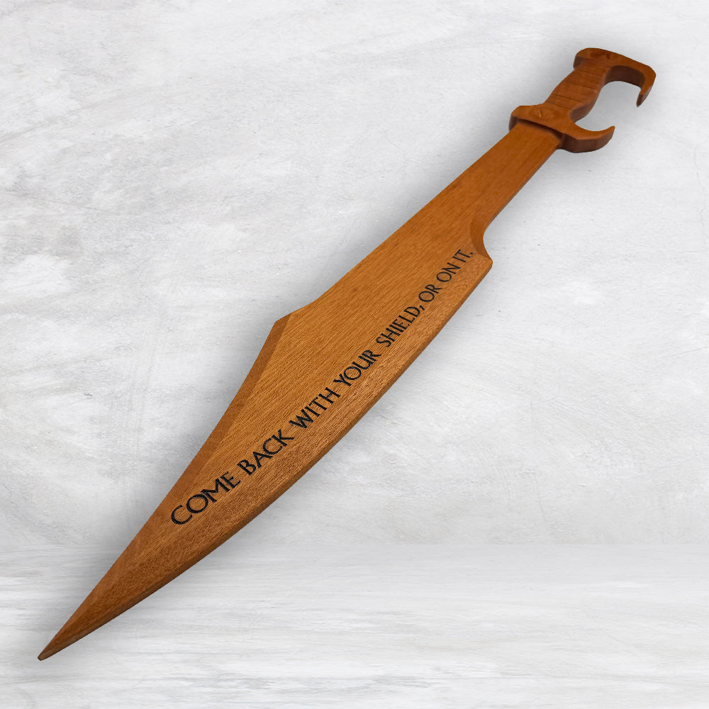 3D Wood Spartan Sword - Solid Mahogany Decor Art - Precision Carved - Hand Finished - Made in USA