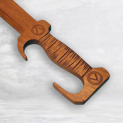 3D Wood Spartan Sword - Solid Mahogany Decor Art - Precision Carved - Hand Finished - Made in USA