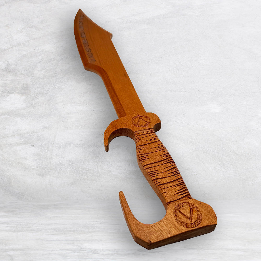 3D Wood Spartan Sword - Solid Mahogany Decor Art - Precision Carved - Hand Finished - Made in USA