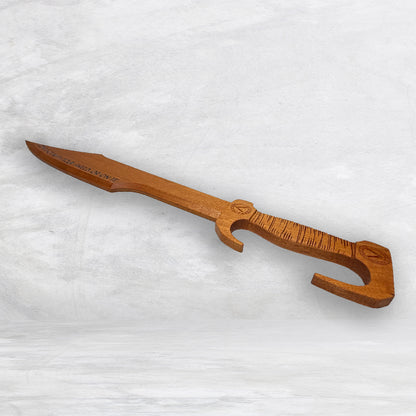 3D Wood Spartan Sword - Solid Mahogany Decor Art - Precision Carved - Hand Finished - Made in USA