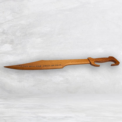 3D Wood Spartan Sword - Solid Mahogany Decor Art - Precision Carved - Hand Finished - Made in USA