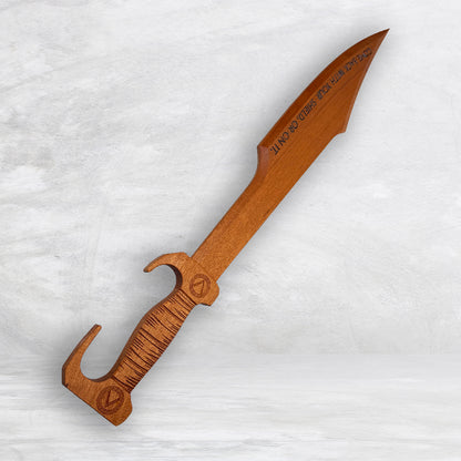 3D Wood Spartan Sword - Solid Mahogany Decor Art - Precision Carved - Hand Finished - Made in USA