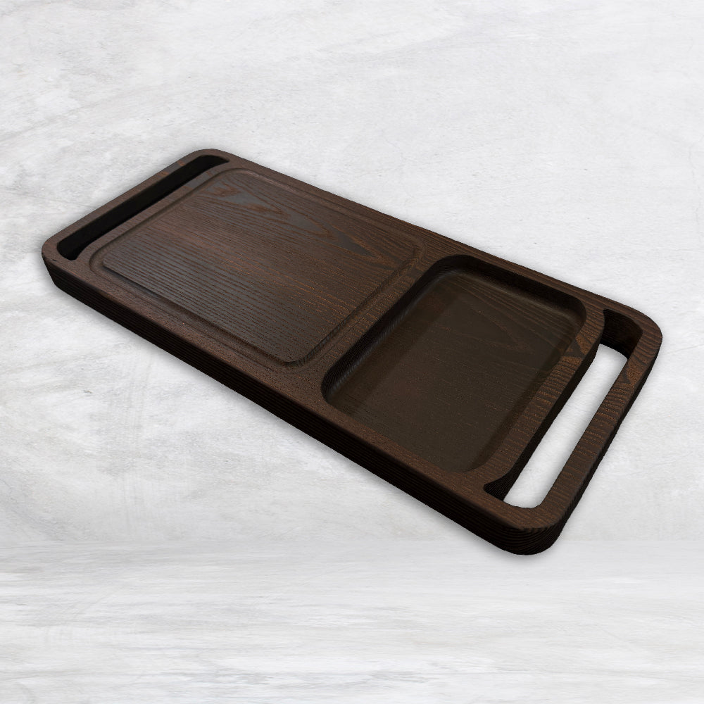 Steak and Sides Serving Tray - Extra Thick - Roasted Ash