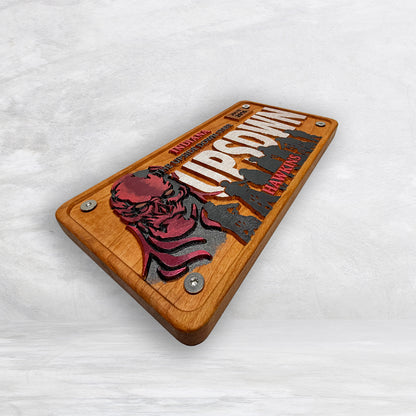 Stranger Things Novelty License Plate - UPSDWN - Solid Cherry Art Decor Collectible - Precision Carved - Hand Finished - Made in USA