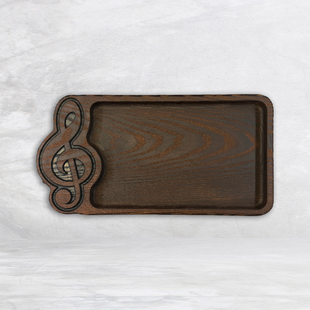 Treble Clef - Extra Thick Wood Tray - Roasted Ash