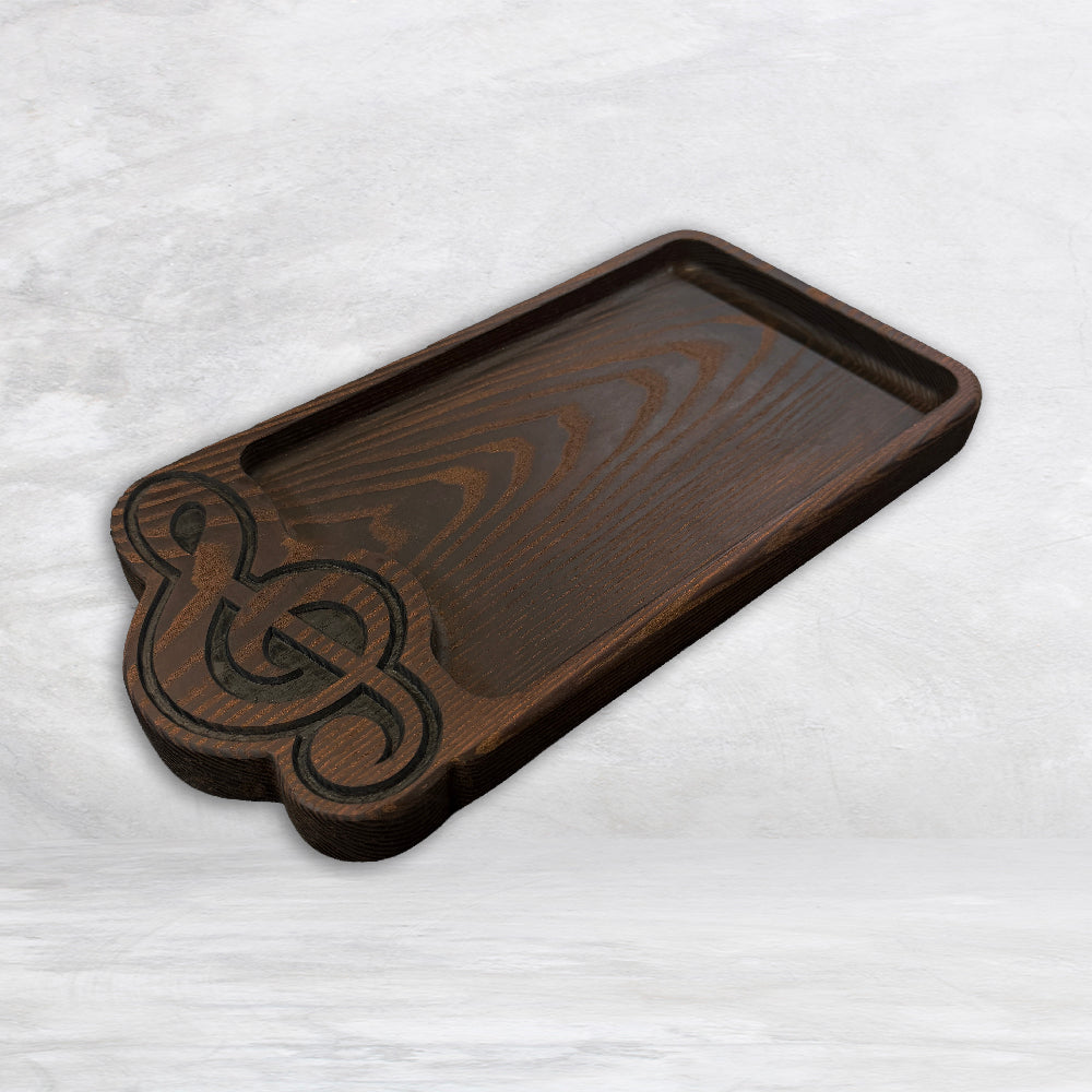 Treble Clef - Extra Thick Wood Tray - Roasted Ash