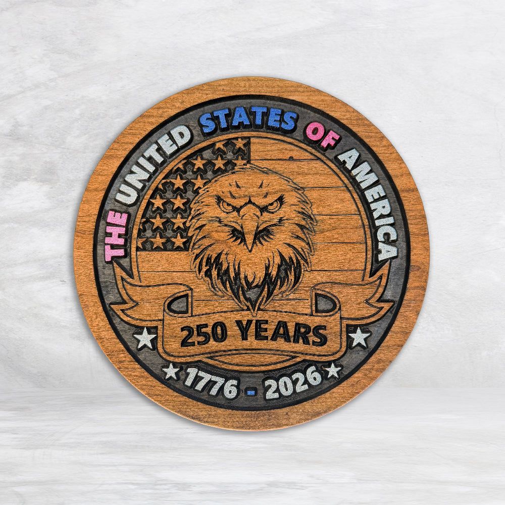USA250 - Round - Flag Eagle - Painted