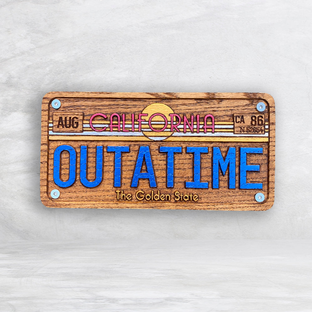 Back to the Future OUTATIME Wood License Plate - Made in USA