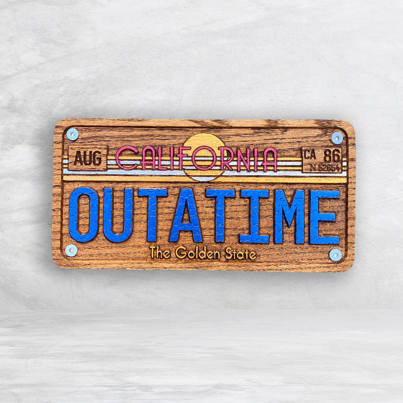 Back to the Future OUTATIME Wood License Plate