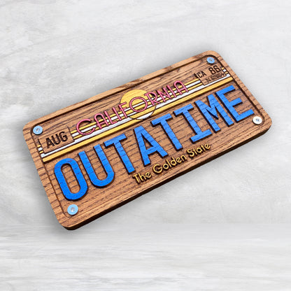 Back to the Future OUTATIME Wood License Plate - Made in USA