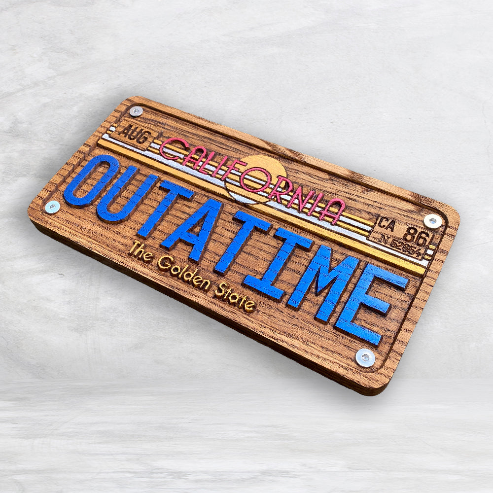 Back to the Future OUTATIME Wood License Plate - Made in USA