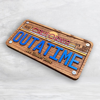 Back to the Future OUTATIME Wood License Plate - Made in USA