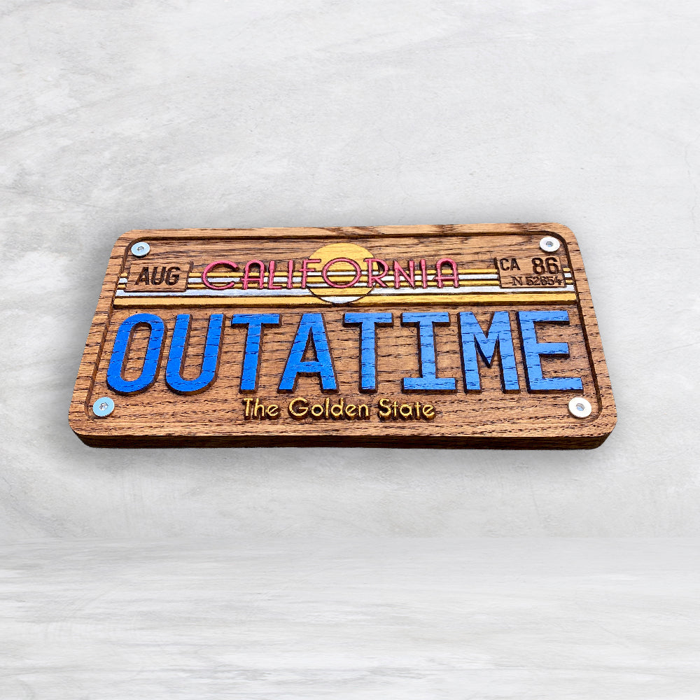 Back to the Future OUTATIME Wood License Plate - Made in USA
