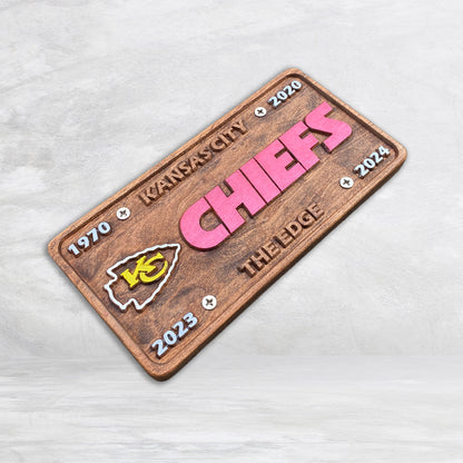 KC Chiefs Champions Wood License Plate - Made in USA