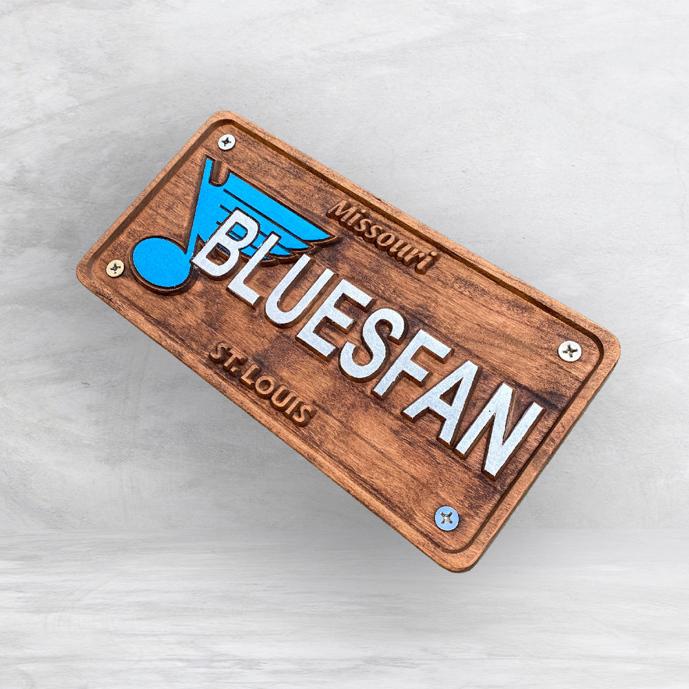 STL Blues Fan Wood License Plate - Made in USA