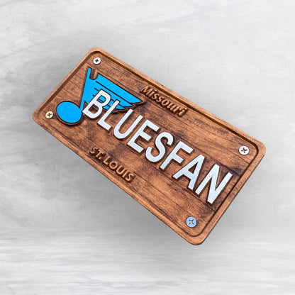 STL Blues Fan Wood License Plate - Made in USA