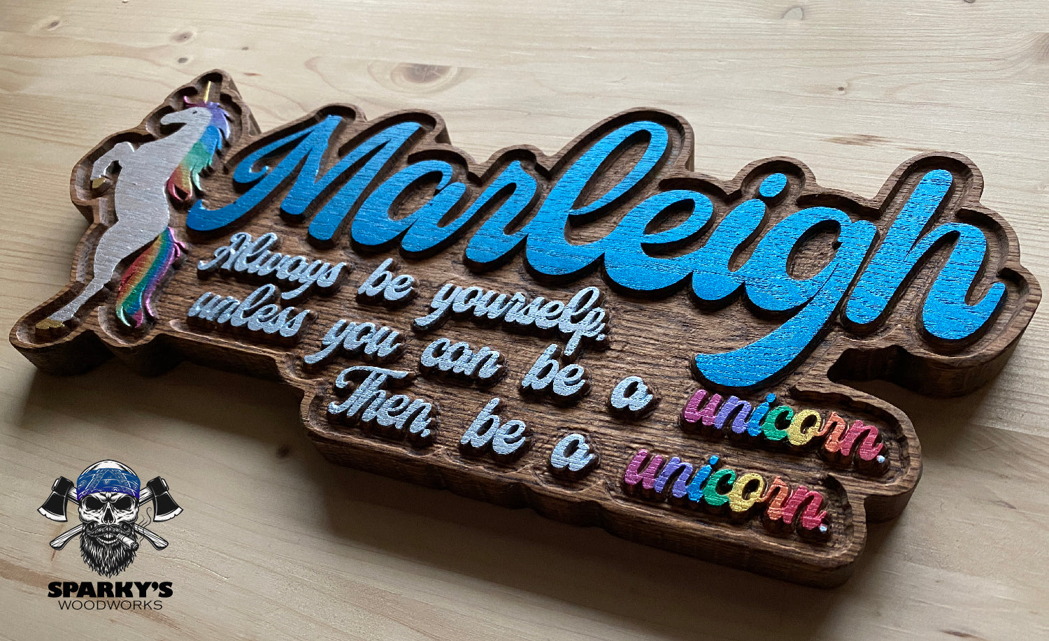Unicorn Wood Name Sign