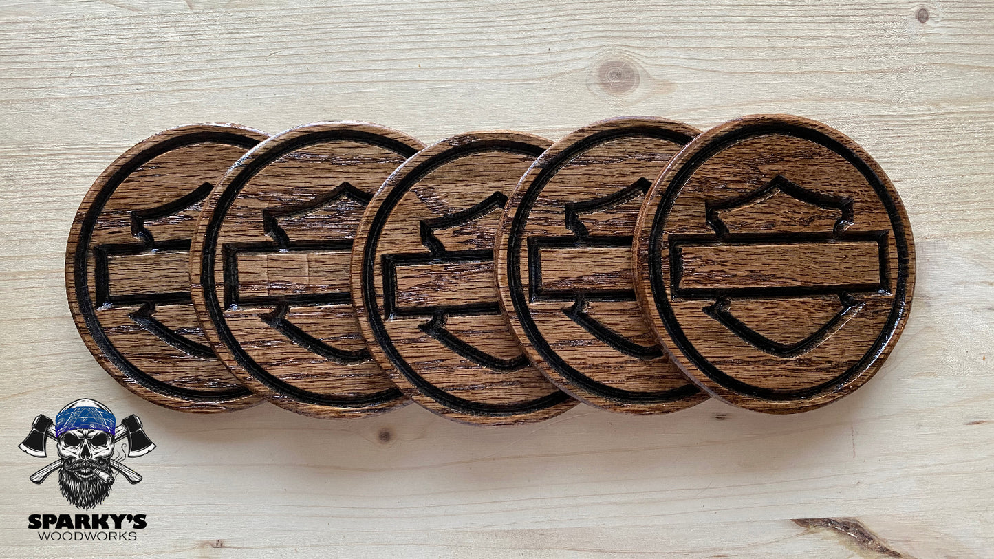 "The Bar and The Shield" Wood Coasters