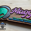 Too Alien - Too Human Wood Name Sign