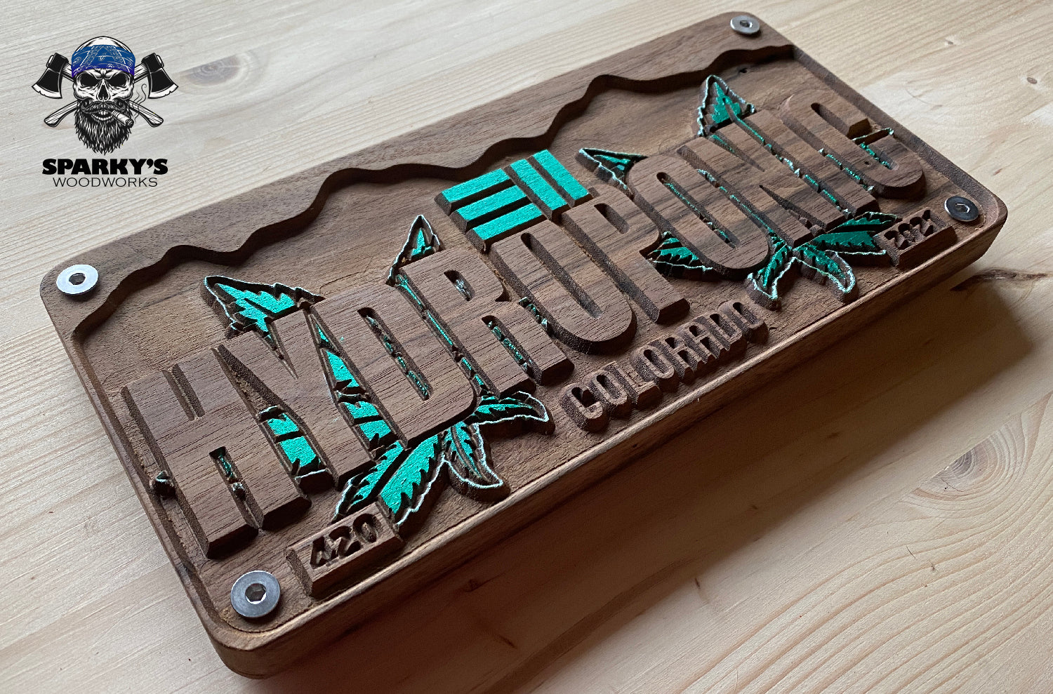 LE 311 Wood License Plate #7 - HYDROPONIC - Ganja Walnut Edition