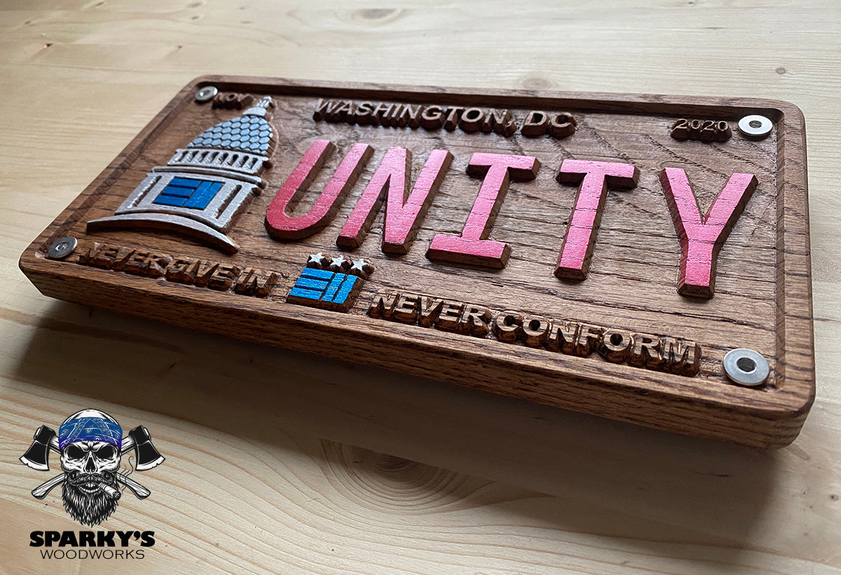 LE 311 Wood License Plate #5 - UNITY