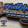 "Faithful Father with Daughter" Wood Memorial Name Sign