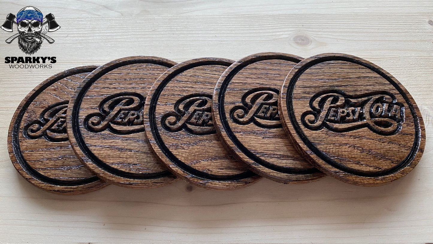 Pepsi Script Wood Coasters