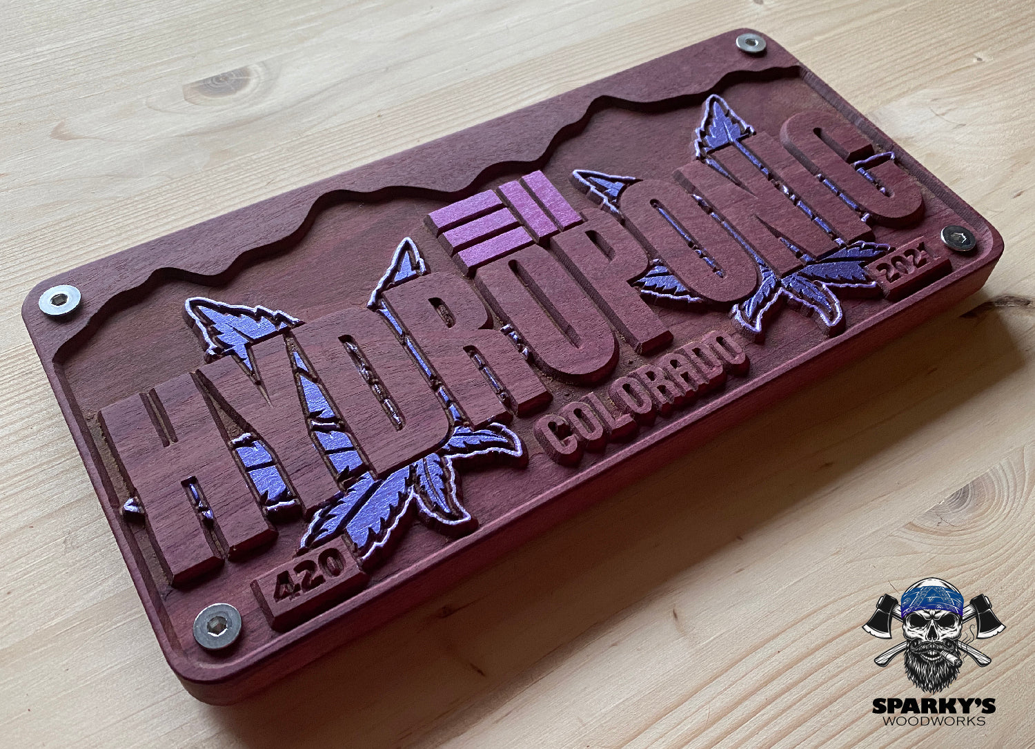 LE 311 Wood License Plate #7 - HYDROPONIC - Purple Kush Purpleheart Edition