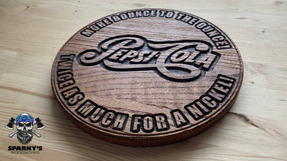 Wood Pepsi Script Logo Sign