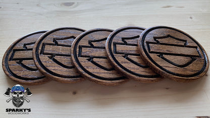 "The Bar and The Shield" Wood Coasters