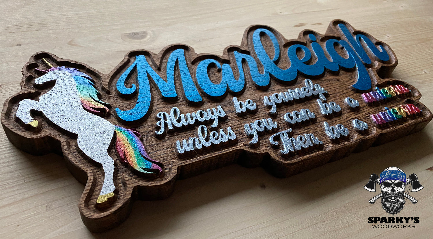 Unicorn Wood Name Sign