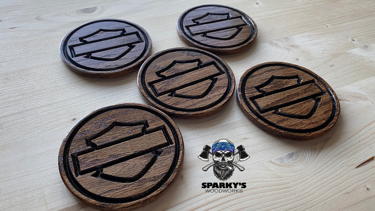 "The Bar and The Shield" Wood Coasters