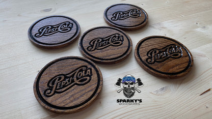 Pepsi Script Wood Coasters