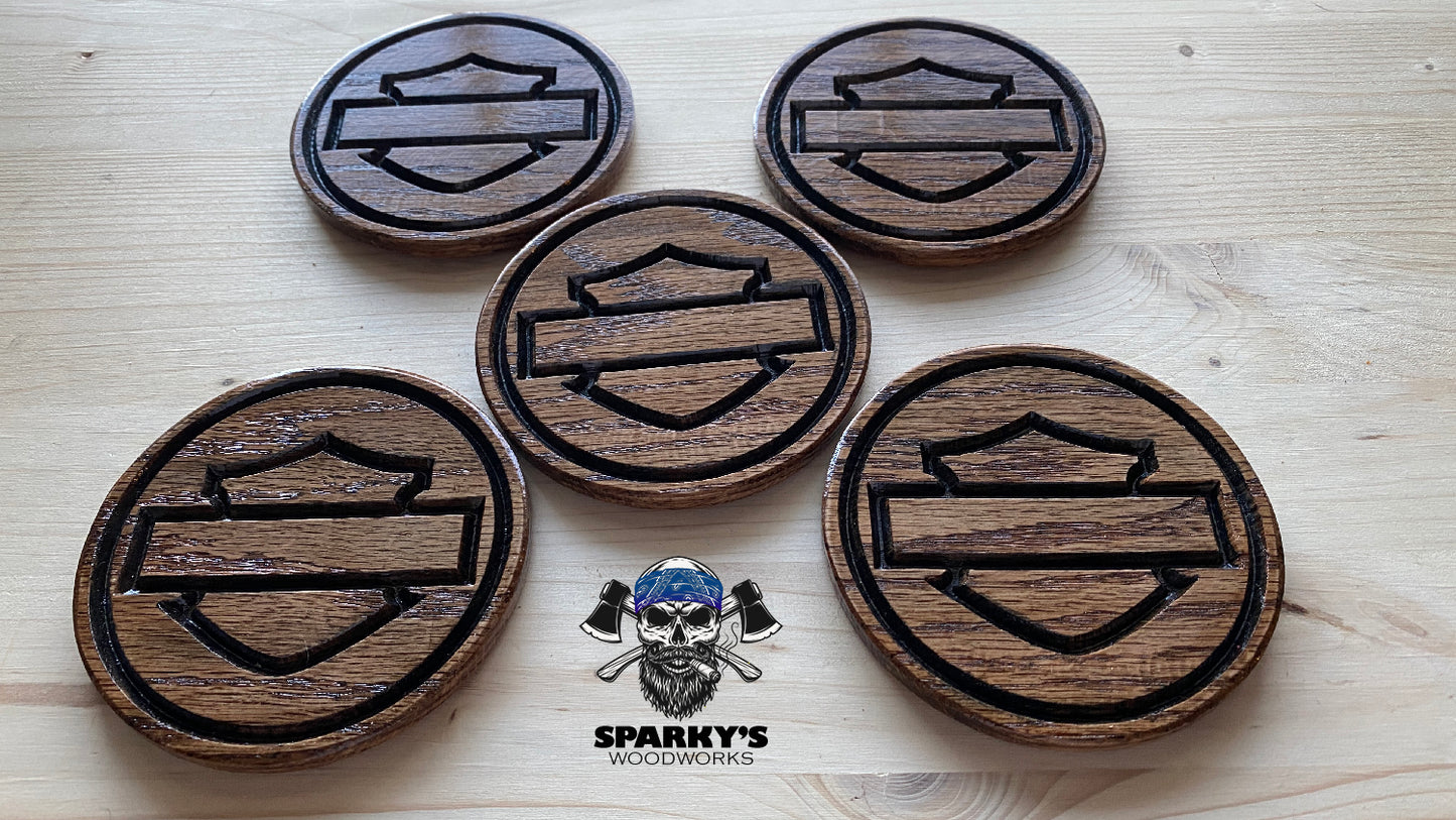 "The Bar and The Shield" Wood Coasters