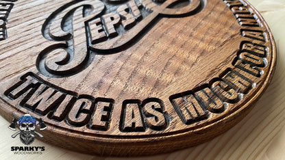 Wood Pepsi Script Logo Sign