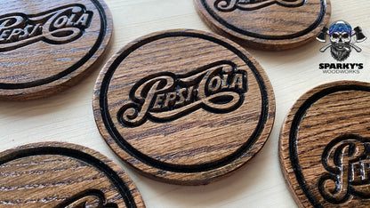 Pepsi Script Wood Coasters