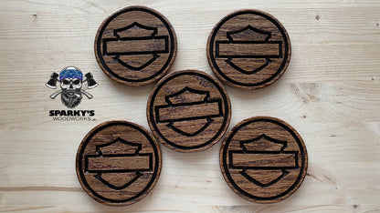 "The Bar and The Shield" Wood Coasters