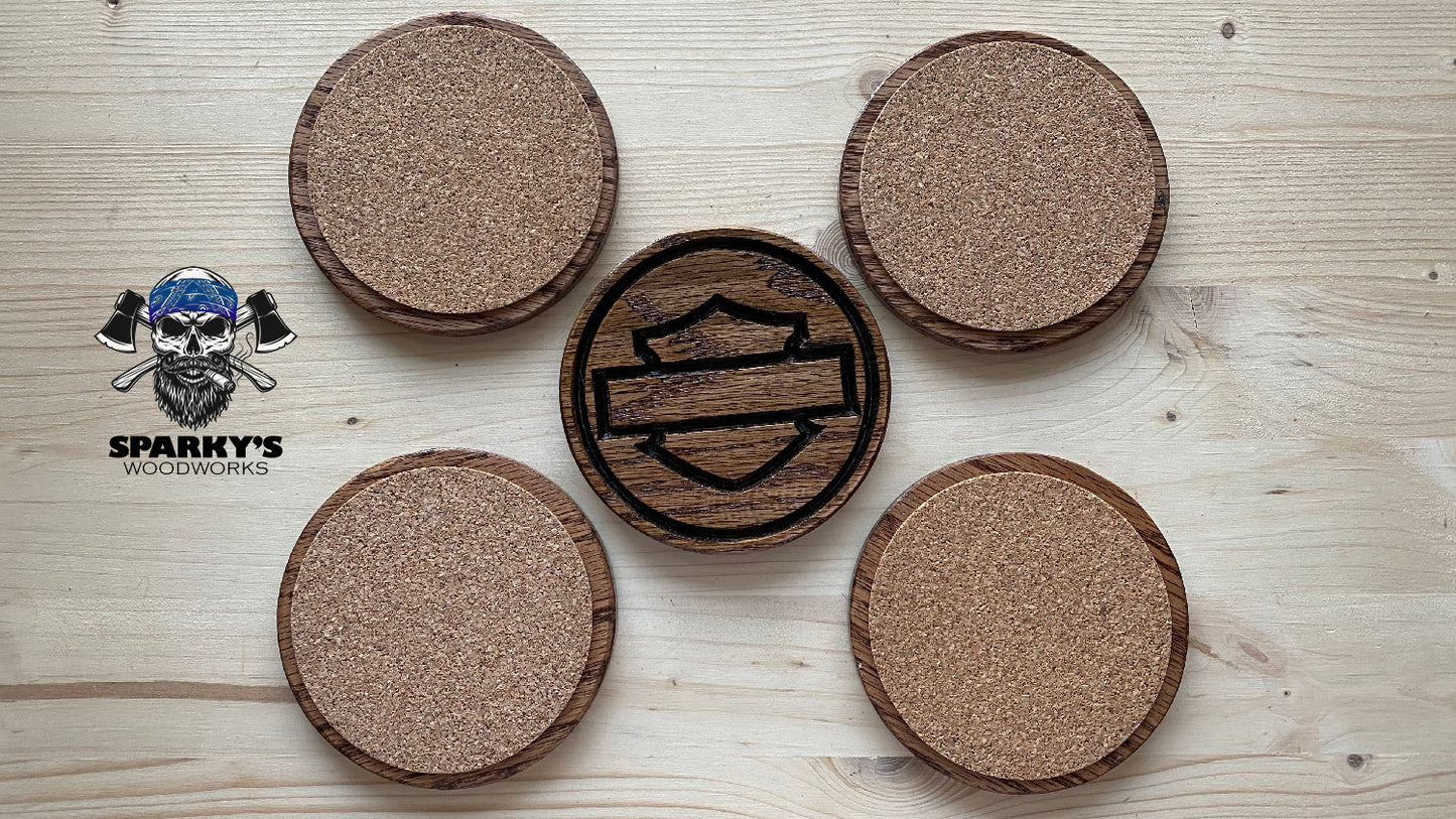 "The Bar and The Shield" Wood Coasters