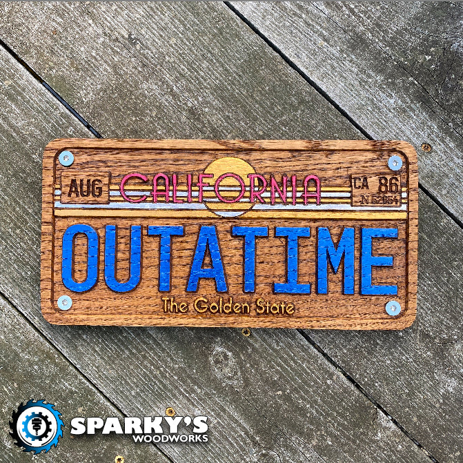 Back to the Future OUTATIME Wood License Plate