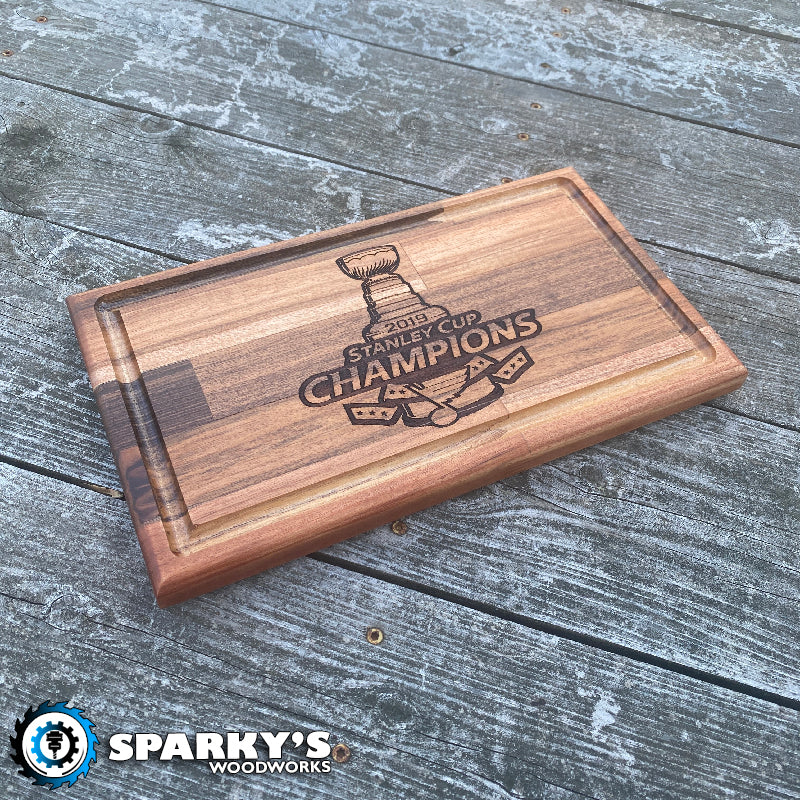 STL Blues Stanley Cup Wood Cutting Board - Prototype