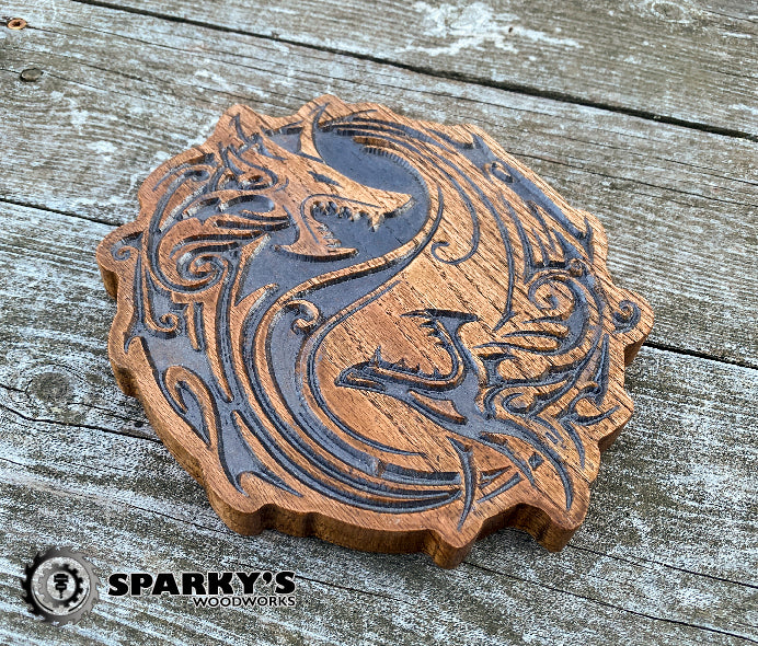 Dragon Yin-Yang Wood Decor